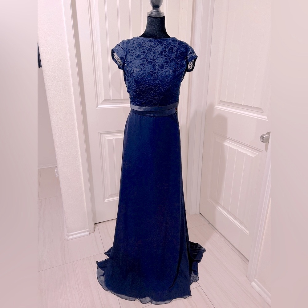 Morilee Madeline Gardner Classic Lace and Chiffon Dress with Bateau Neckline 10